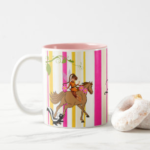 Café Em Dois Tons Caneca Rosa Listra de Gambá Cavalo Fada