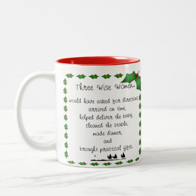 Café Em Dois Tons Caneca sábia do feriado de três mulheres (Esquerda)