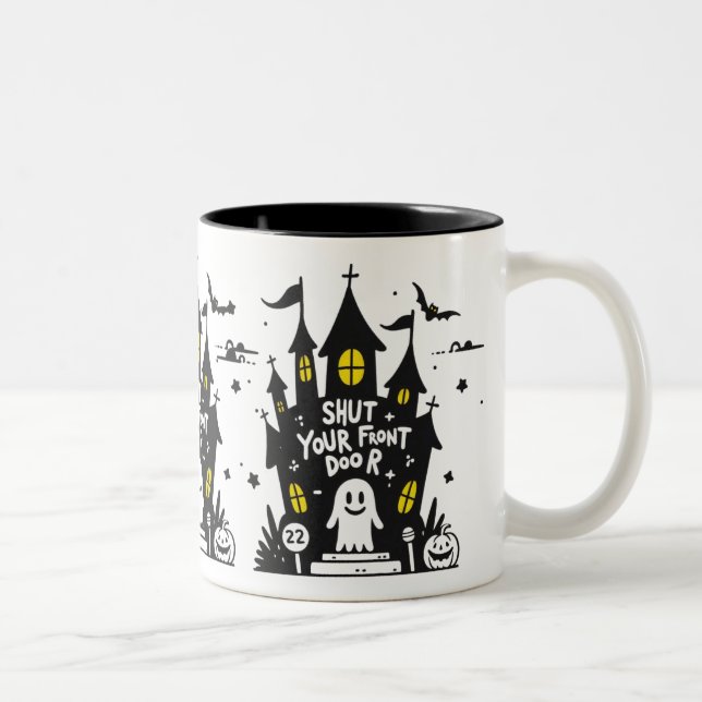 Café Em Dois Tons Caneca Shut Your Front Door – Fantasma de Casa Ass (Direita)
