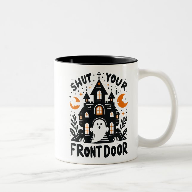 Café Em Dois Tons Caneca Shut Your Front Door – Fantasma Fofo de Hal (Direita)