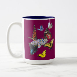Café Em Dois Tons caneca símbolo de sobriedade borboletas slogan2