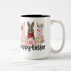 Café Em Dois Tons Caneca Trio Caprichoso de Coelhinhos de Páscoa