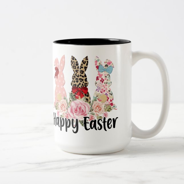 Café Em Dois Tons Caneca Trio Caprichoso de Coelhinhos de Páscoa (Direita)