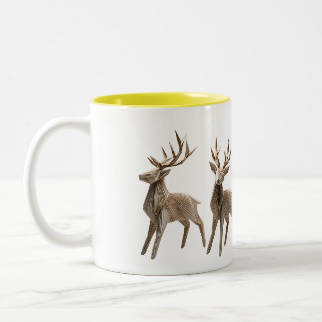 Café Em Dois Tons Caneca Trio Rena de Origami (Esquerda)