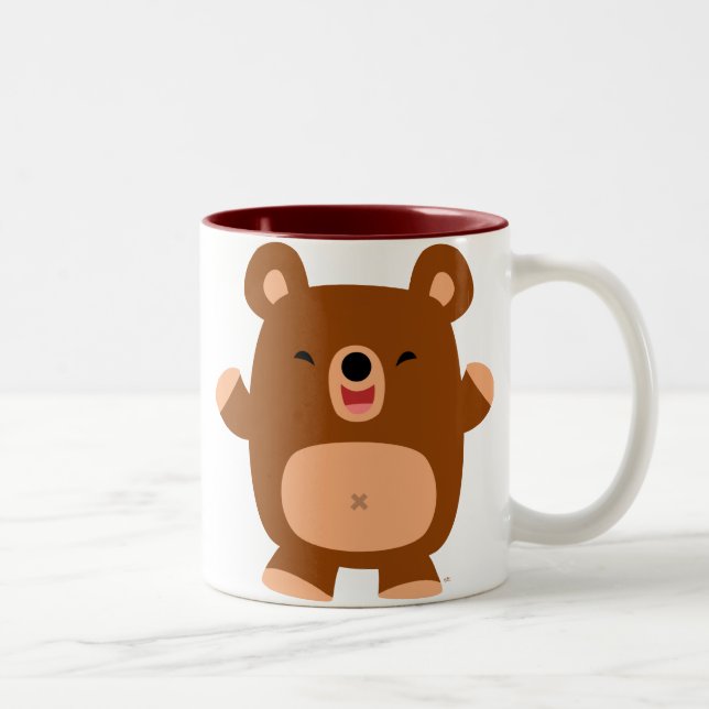 Café Em Dois Tons Caneca Urso de Desenho Animado Rindo Fofo (Direita)