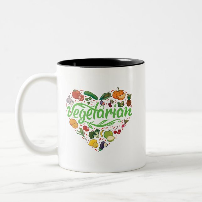 Café Em Dois Tons Caneca Vegetariana com Forma de Coração (Esquerda)