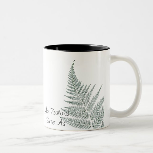 Café Em Dois Tons Caneca verde da samambaia de prata de NZ (Direita)