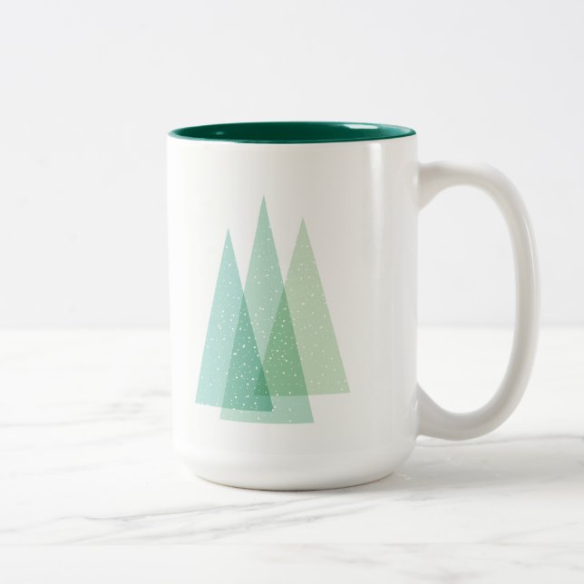 Café Em Dois Tons Caneca verde do feriado da árvore de Natal (Direita)