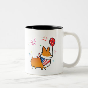Café Em Dois Tons Caneca vermelha CorgiThings de América do Corgi