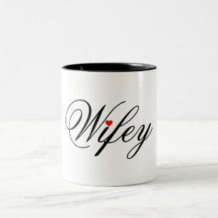 Café Em Dois Tons Caneca vermelha do coração de Wifey branca e pre