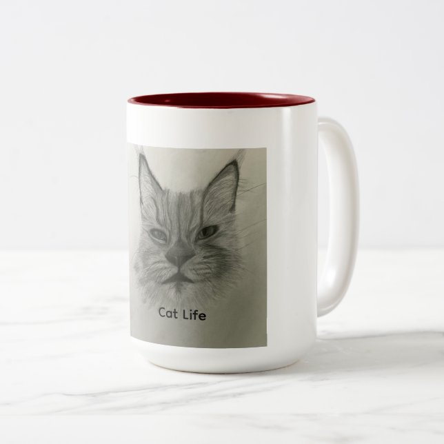 Café Em Dois Tons Caneca Vida de Gato (Frente Esquerda)