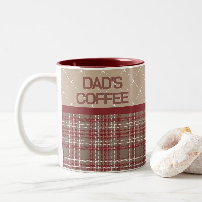 Café Em Dois Tons Caneca Xadrez Casa de Campo Rústica (Com Donut)