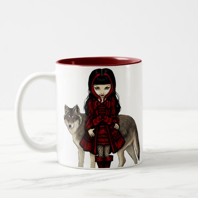 Café Em Dois Tons "Capa de equitação vermelha caneca no outono" (Esquerda)