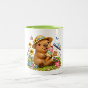 Café Em Dois Tons Capivara de Sorvete Design de Caneca Fofo Kawaii