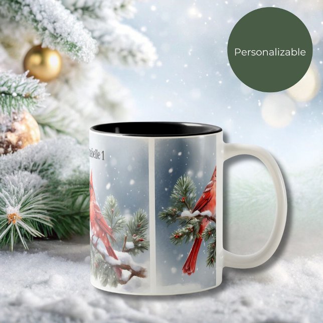 Café Em Dois Tons Cardeais de Natal na Caneca da Neve 2 (Criador carregado)