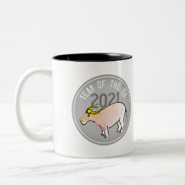 Café Em Dois Tons Cartoon chinês Ano Novo 2021 caneca de duas tonali