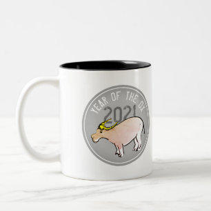 Café Em Dois Tons Cartoon chinês Ano Novo 2021 caneca de duas tonali
