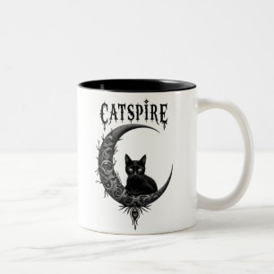 Café Em Dois Tons "CATSPIRE: Lua Gótica & Design de caneca de gato