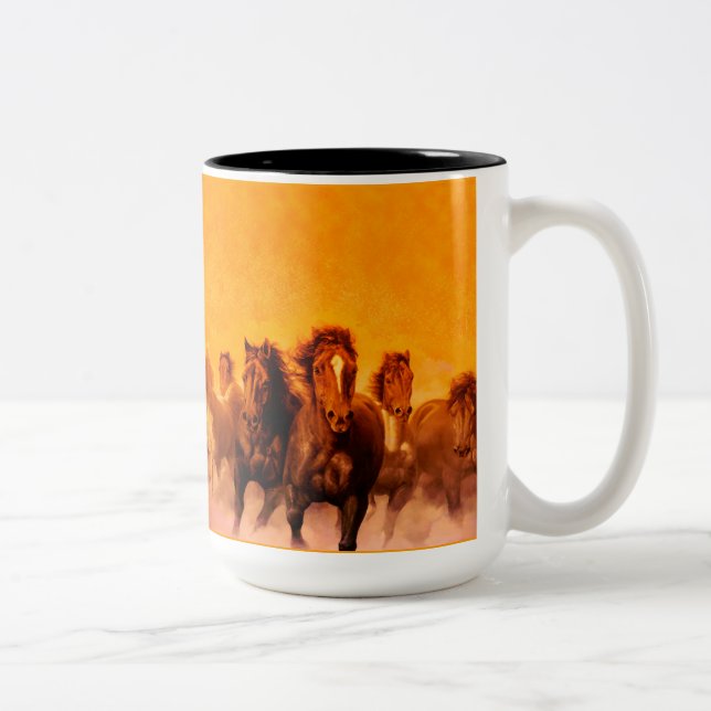 Café Em Dois Tons Cavalos - Caneca de Café, Chá (Direita)