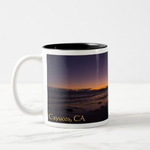Café Em Dois Tons Cayucos, caneca do por do sol da praia de CA