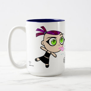 Café Em Dois Tons Chibi espumoso & caneca de Germana