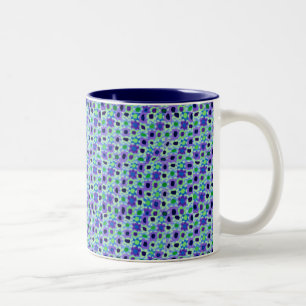 Café Em Dois Tons Chita azul caneca do Dois-Tom de 11 onças