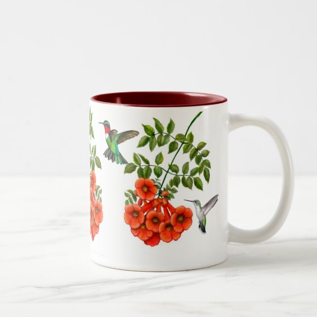 Café Em Dois Tons Colibris Throated do rubi na caneca do Creeper de (Direita)