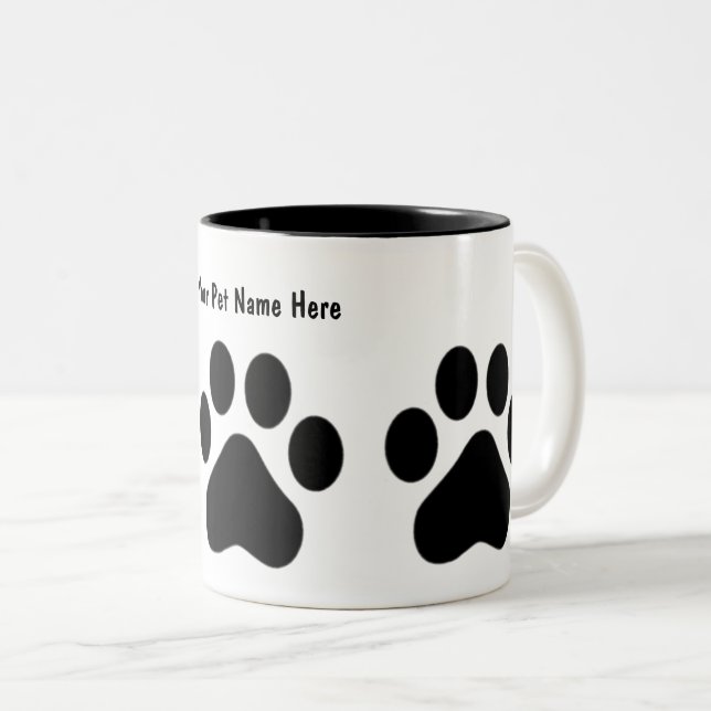 Café Em Dois Tons Coloque Seu Animal de Estimação na Caneca (Frente Esquerda)