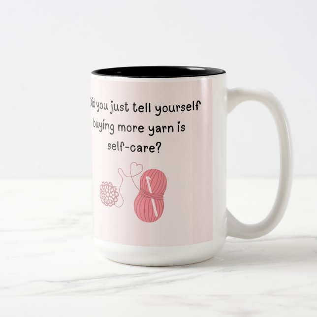 Café Em Dois Tons “Comprar Fio é Autocuidado” Caneca Divertida de 15 (Direita)