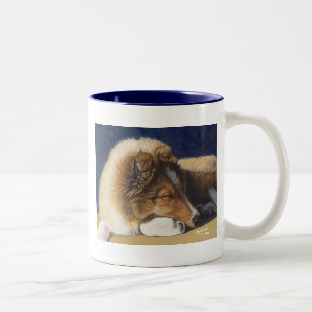 Café Em Dois Tons Copo da caneca do Sheepdog de Sheltie Shetland (Direita)