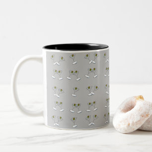 Café Em Dois Tons Copos de Martini Cinza Caneca Preta