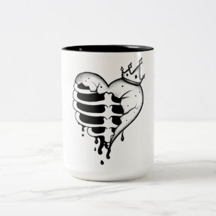Café Em Dois Tons Coração Quebrado Coroado – Caneca de Superação e F