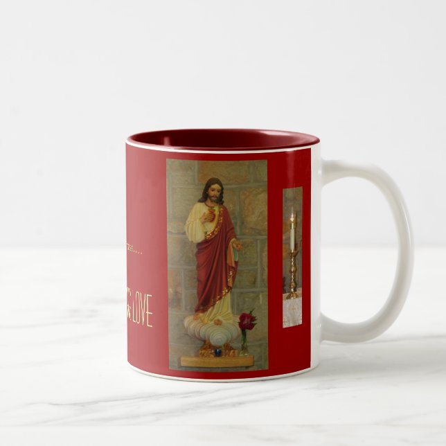 Café Em Dois Tons Coração sagrado da caneca de Jesus (Direita)