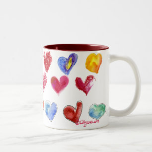 Café Em Dois Tons Corações do amor dos namorados-- Caneca 4 de 4