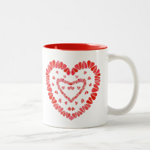 Café Em Dois Tons CORAÇÕES DOCES Caneca Vermelha de Duas Cores