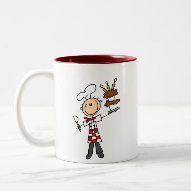 Café Em Dois Tons Cozinheiro chefe com a caneca do bolo de (Esquerda)