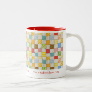 Café Em Dois Tons CRAZY QUILT Business ID Caneca Vermelha de Duas Co