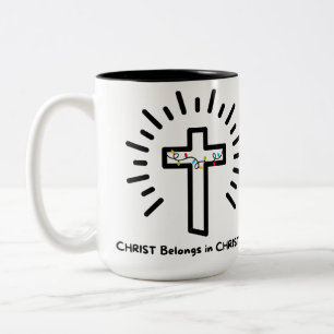 Café Em Dois Tons Cristo na caneca de Natal