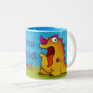 Café Em Dois Tons Dax o monstro w/quote de Dino na caneca