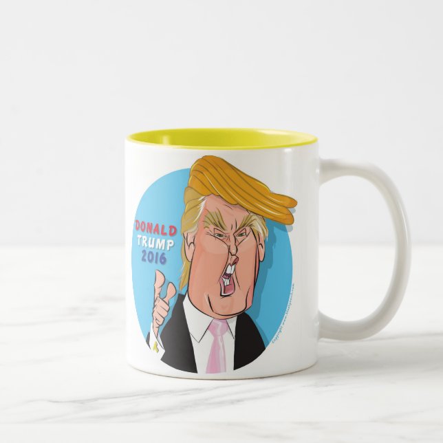 Café Em Dois Tons De Donald Trump dos desenhos animados caneca 2016 (Direita)