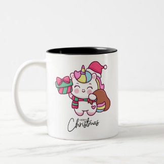 Café Em Dois Tons desenho de caneca de unicórnio para o Natal