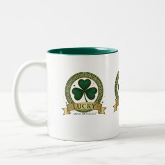 Café Em Dois Tons Desenho de Caneca do Trevo Irlandês Lucky Shamrock
