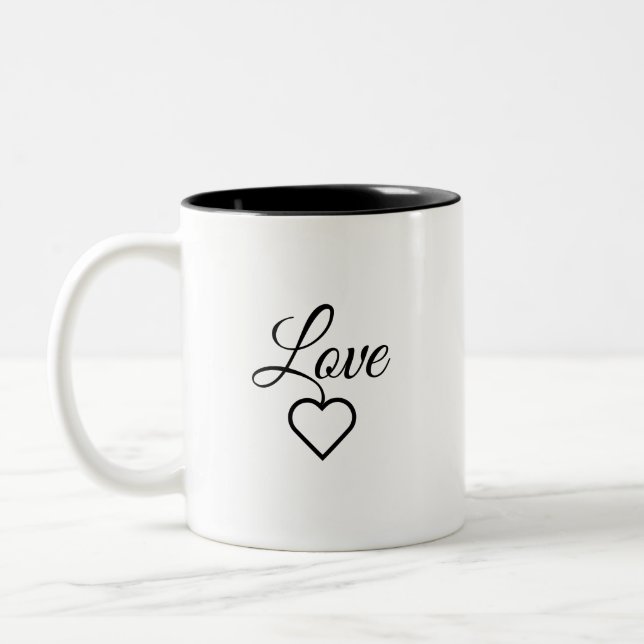 Café Em Dois Tons Design de Caneca de Citação de Amor Elegante (Esquerda)