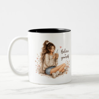 Café Em Dois Tons Design de Caneca de Citação Inspiradora