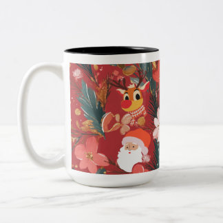 Café Em Dois Tons Design de caneca de Natal vermelha