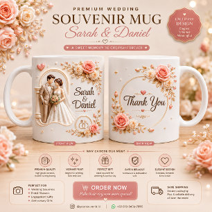 Café Em Dois Tons Design de Caneca de Souvenir de Casamento 3D Per