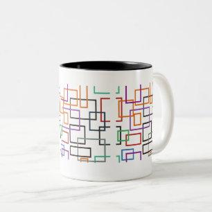 Café Em Dois Tons Design de caneca geométrica vibrante com negrito,