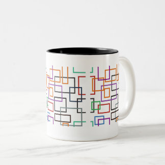 Café Em Dois Tons Design de caneca geométrica vibrante com negrito, 