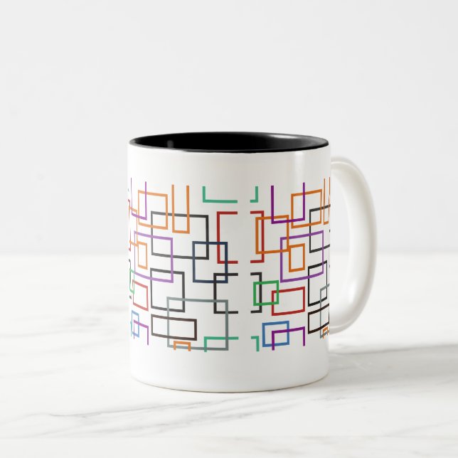 Café Em Dois Tons Design de caneca geométrica vibrante com negrito,  (Frente Esquerda)