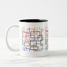 Café Em Dois Tons Design de caneca geométrica vibrante com negrito, 